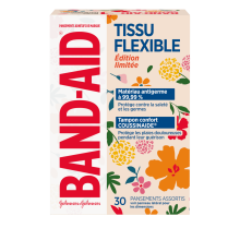 Boîte de 30 pansements adhésifs BAND-AID® en tissu flexible aux motifs de fleurs sauvages