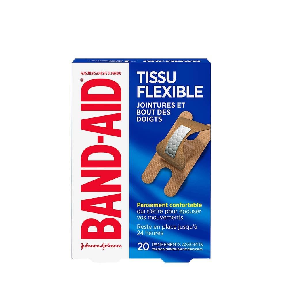 paquet de pansements band-aid en tissu flexible pour jointures et bout des doigts