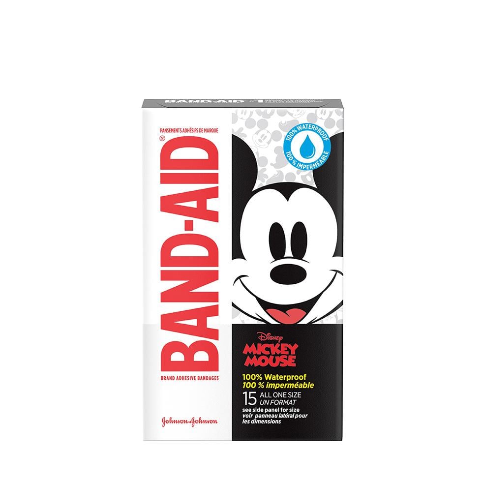 Pansement adhésifs imperméables de marque BAND-AID® à motifs de Mickey Mouse pour les coupures et égratignures, 15 u.
